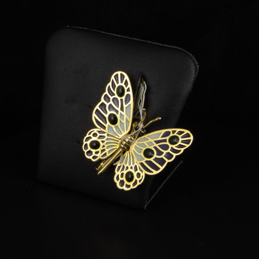 Broche con forma de mariposa oro y esmalte.