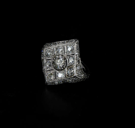 Anillo platino Deco con brillantes 2,20 cts. aprox.