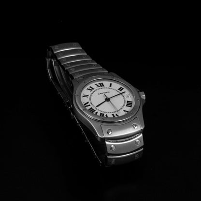 Cartier Santos Ronde automático en acero, con números romanos, de 33 mm.