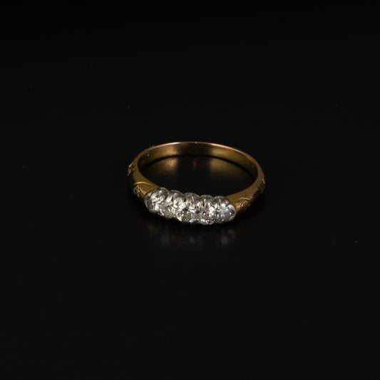 Anillo oro, platino y diamantes