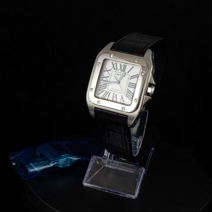 Reloj Cartier santos 100 caballero automático correa piel.