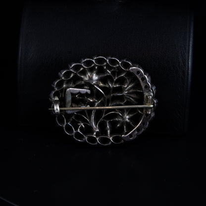 Broche plata y diamantes antiguos talla mina finales XIX.