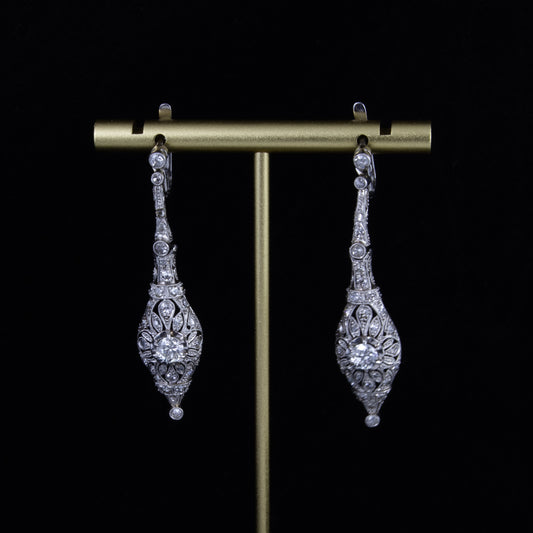 Pendientes platino con diamantes de 0,50cts. c/u epoca modernista.