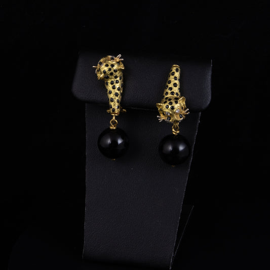 Pendientes "leopardos" oro y onix.