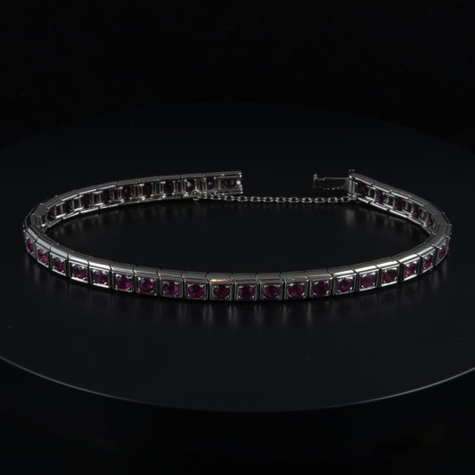 Riviere oro blanco rubies talla brillante 0,08 cts. x 39 con un total de 3,12 qts.