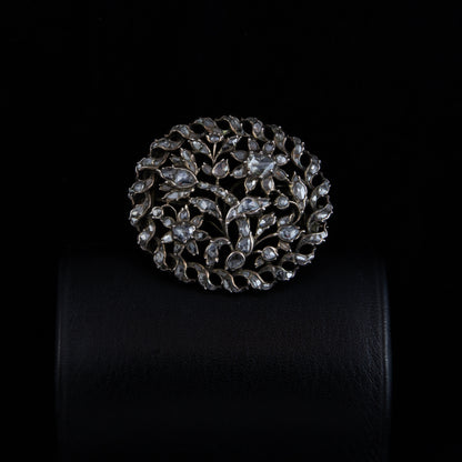 Broche plata y diamantes antiguos talla mina finales XIX.