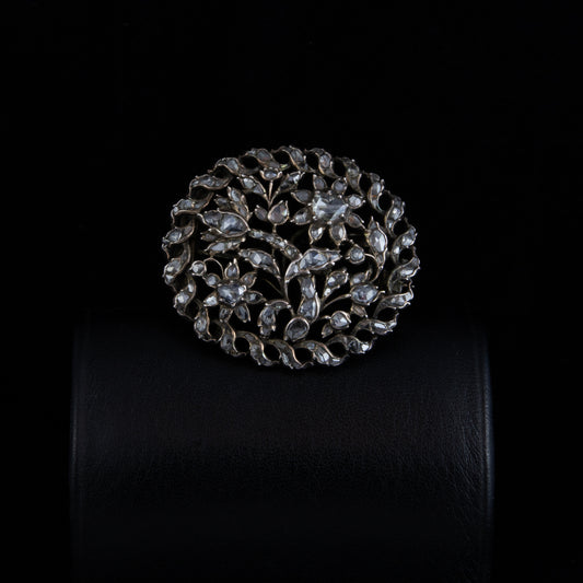 Broche plata y diamantes antiguos talla mina finales XIX.
